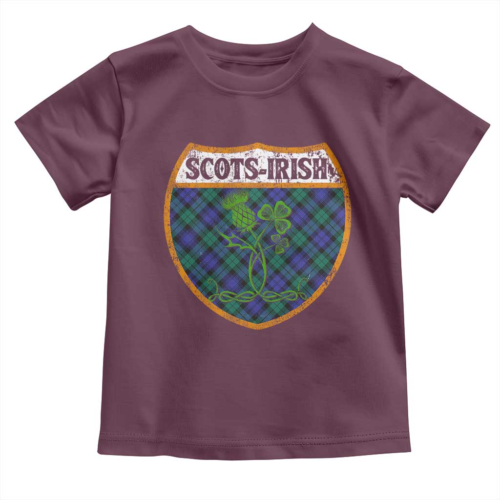 Scots-Irish Pride Toddler T Shirt Shamrock Ulster Scots Scotch Irish Shamrock Thistle TS09 Maroon Print Your Wear