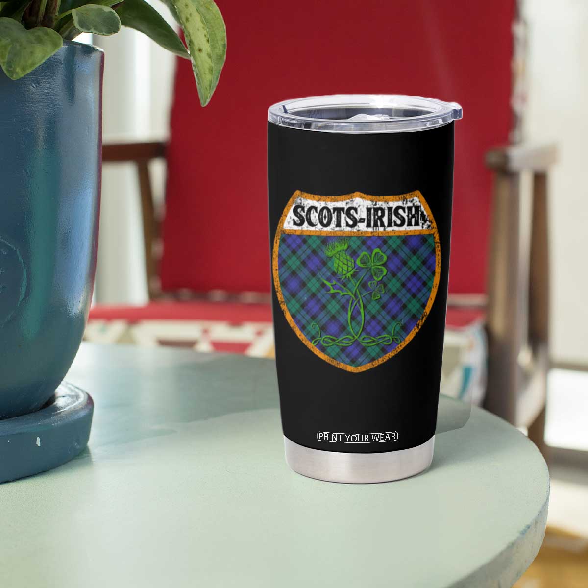 Scots-Irish Pride Tumbler Cup Shamrock Ulster Scots Scotch Irish Shamrock Thistle TS09 Print Your Wear