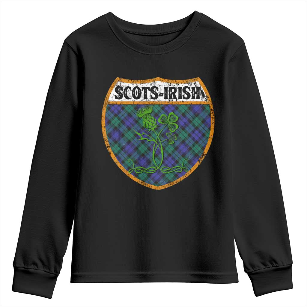 Scots-Irish Pride Youth Sweatshirt Shamrock Ulster Scots Scotch Irish Shamrock Thistle TS09 Black Print Your Wear