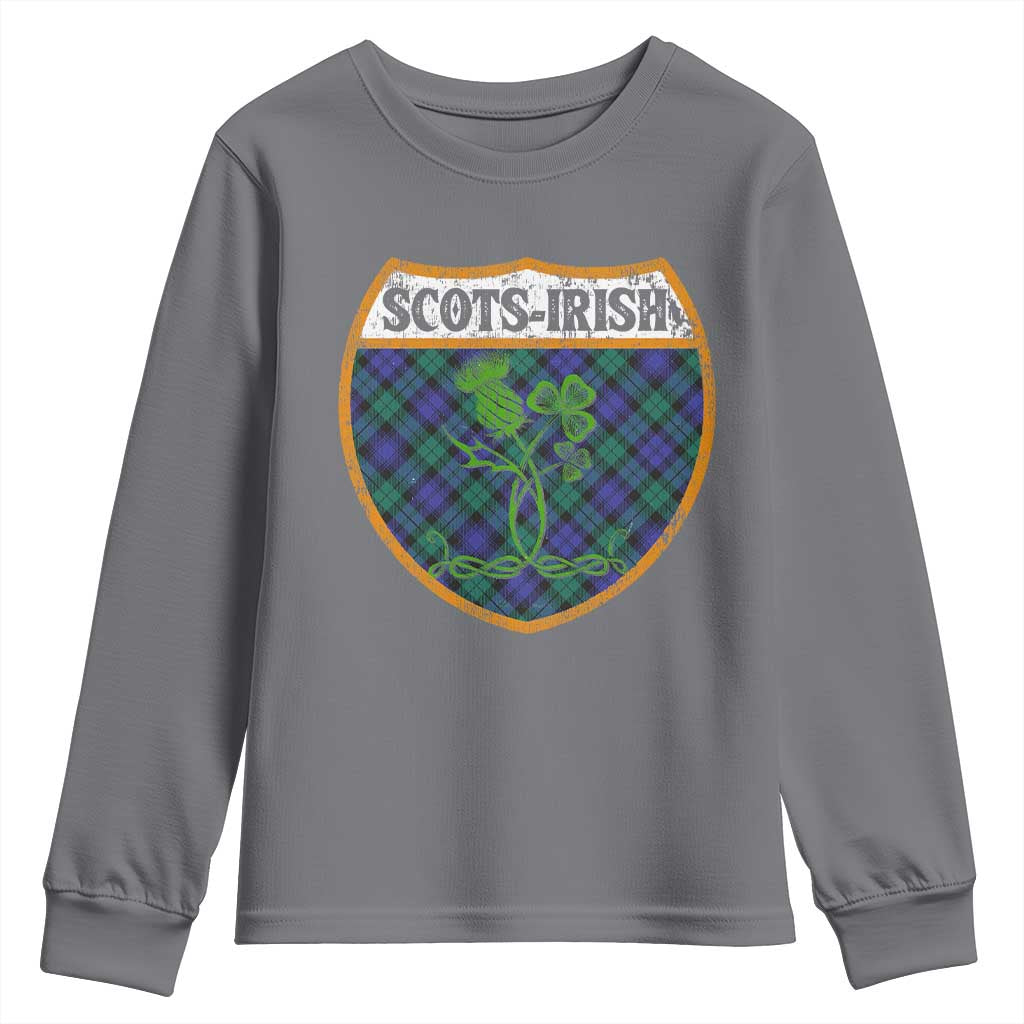 Scots-Irish Pride Youth Sweatshirt Shamrock Ulster Scots Scotch Irish Shamrock Thistle TS09 Charcoal Print Your Wear