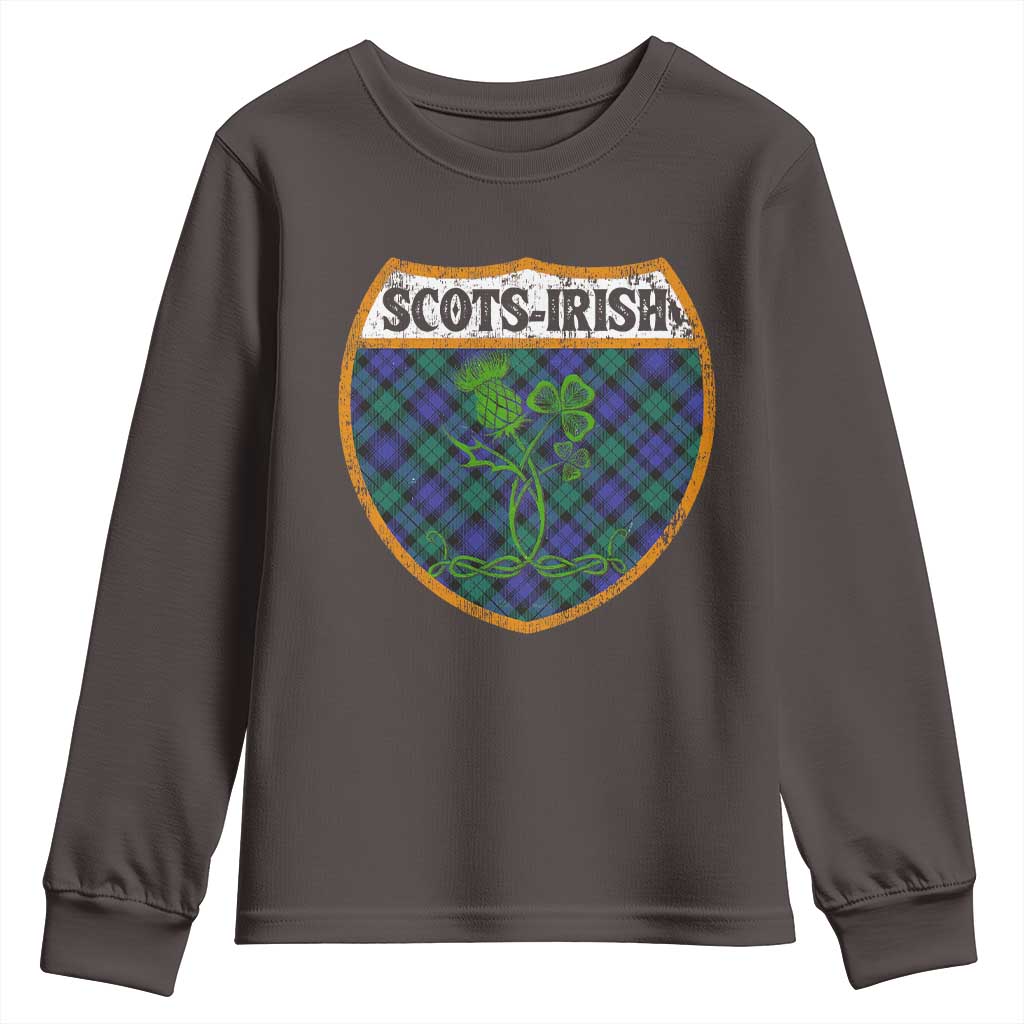 Scots-Irish Pride Youth Sweatshirt Shamrock Ulster Scots Scotch Irish Shamrock Thistle TS09 Dark Chocolate Print Your Wear