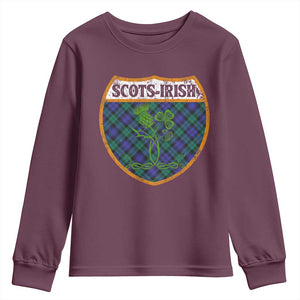 Scots-Irish Pride Youth Sweatshirt Shamrock Ulster Scots Scotch Irish Shamrock Thistle TS09 Maroon Print Your Wear