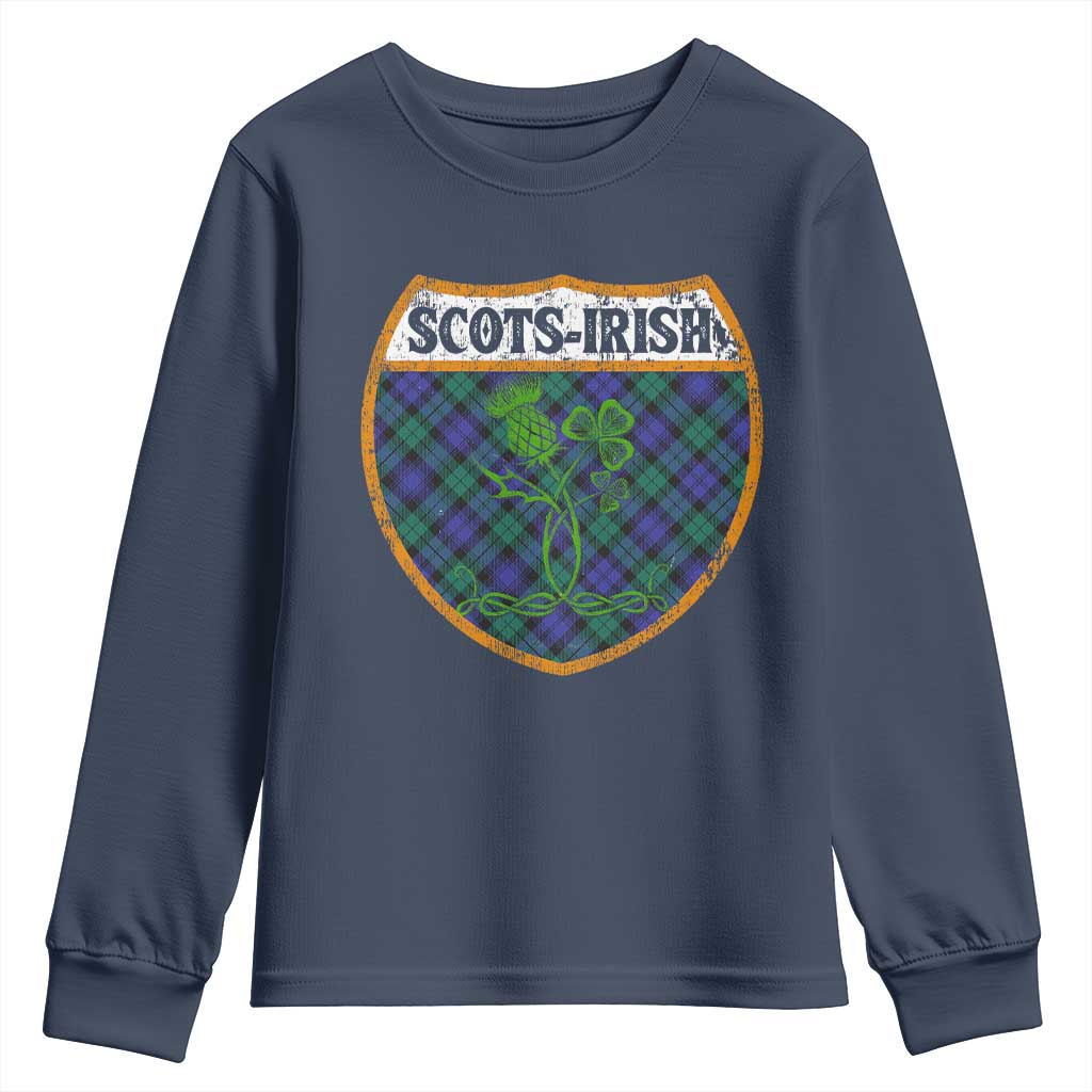 Scots-Irish Pride Youth Sweatshirt Shamrock Ulster Scots Scotch Irish Shamrock Thistle TS09 Navy Print Your Wear