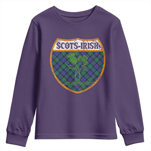 Scots-Irish Pride Youth Sweatshirt Shamrock Ulster Scots Scotch Irish Shamrock Thistle TS09 Purple Print Your Wear