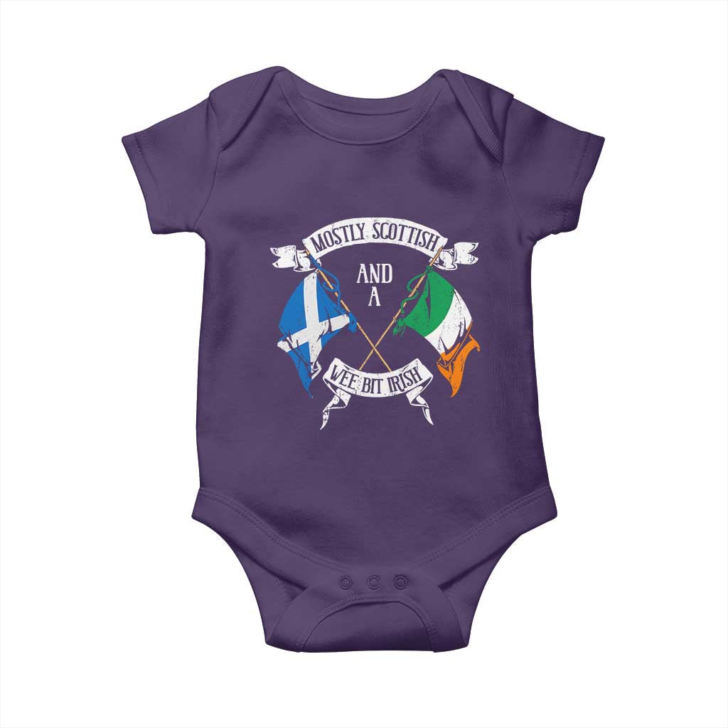 Funny Scots-Irish Pride Baby Onesie Mostly Scottish Wee Bit Irish TS09 Purple Print Your Wear