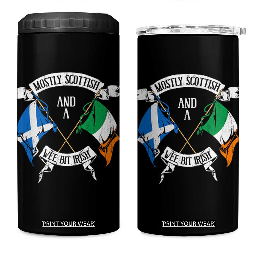 Funny Scots-Irish Pride 4 in 1 Can Cooler Tumbler Mostly Scottish Wee Bit Irish TS09 One Size: 16 oz Black Print Your Wear