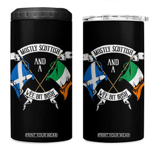Funny Scots-Irish Pride 4 in 1 Can Cooler Tumbler Mostly Scottish Wee Bit Irish TS09 One Size: 16 oz Black Print Your Wear