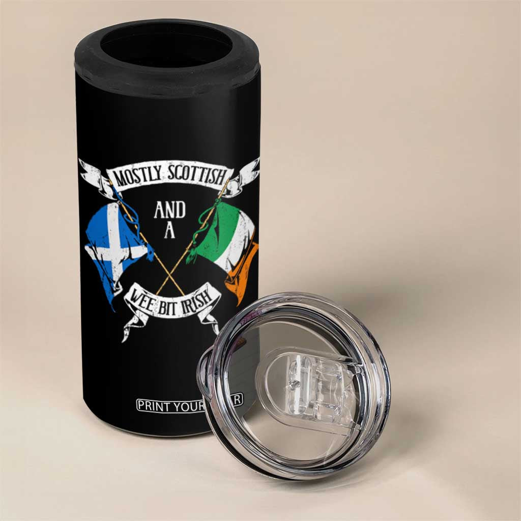 Funny Scots-Irish Pride 4 in 1 Can Cooler Tumbler Mostly Scottish Wee Bit Irish TS09 Print Your Wear