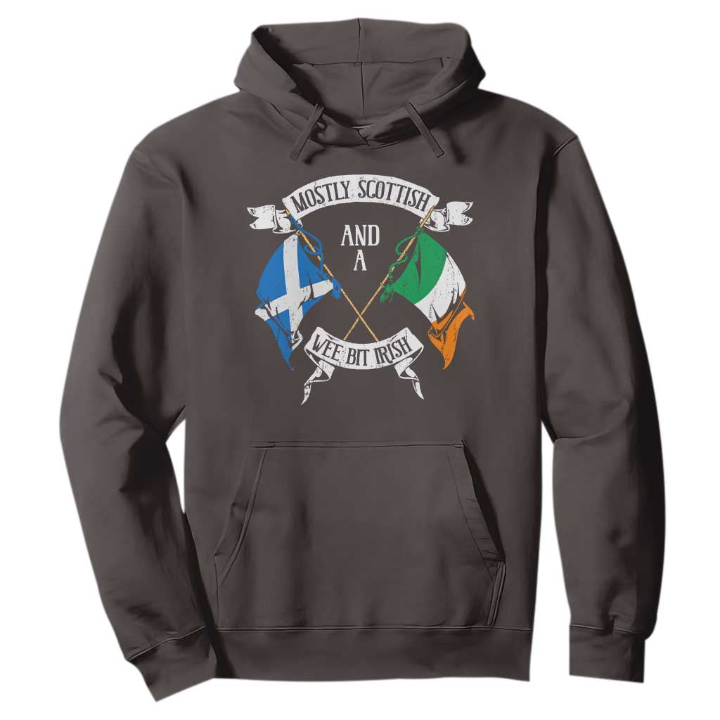 Funny Scots-Irish Pride Hoodie Mostly Scottish Wee Bit Irish TS09 Dark Chocolate Print Your Wear