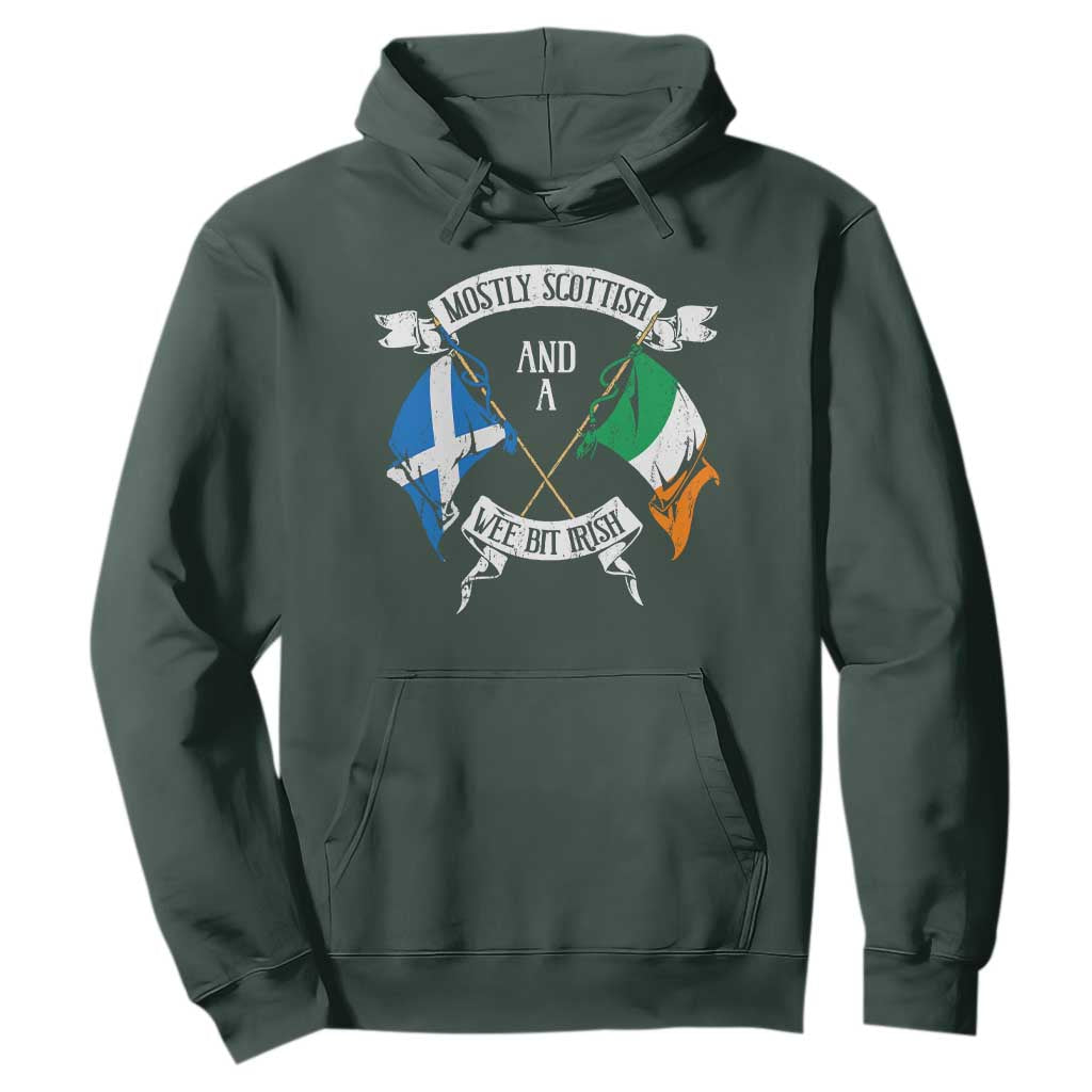 Funny Scots-Irish Pride Hoodie Mostly Scottish Wee Bit Irish TS09 Dark Forest Green Print Your Wear