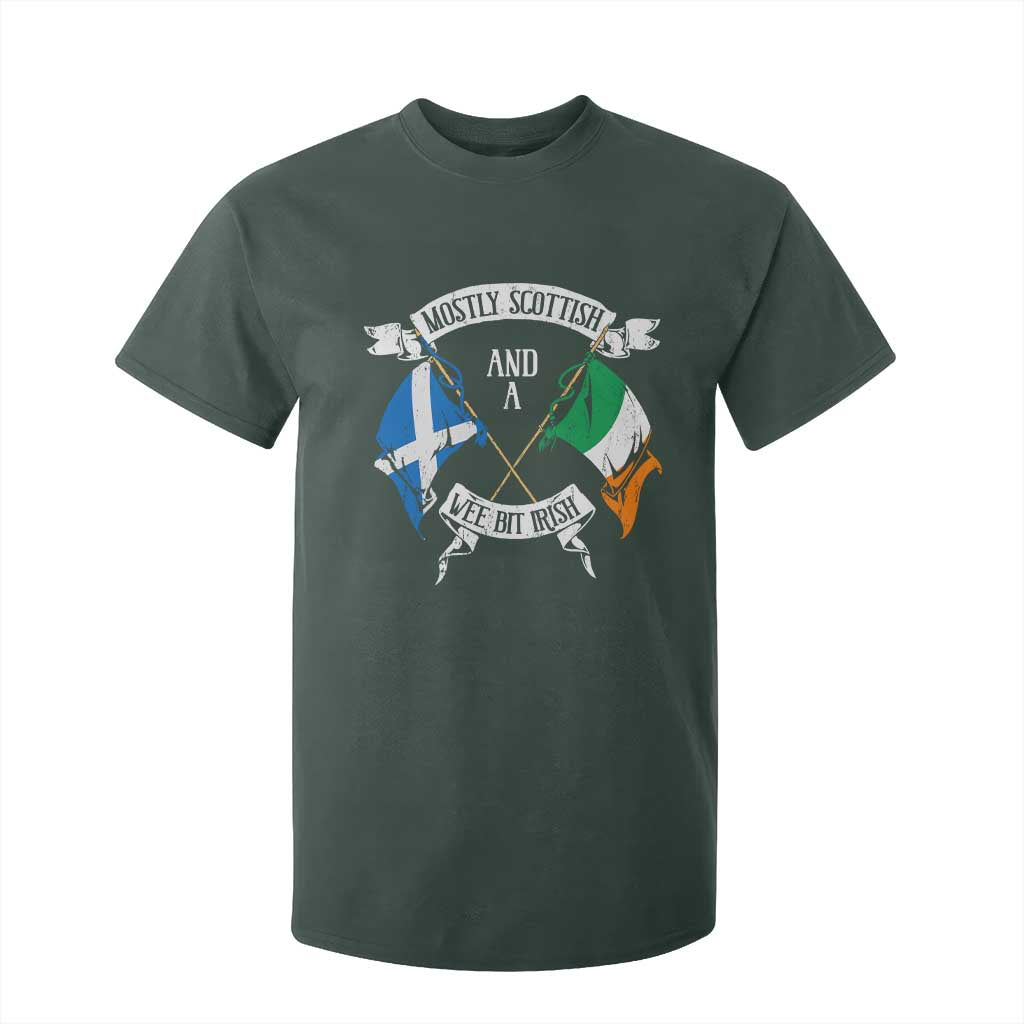 Funny Scots-Irish Pride T Shirt For Kid Mostly Scottish Wee Bit Irish TS09 Dark Forest Green Print Your Wear