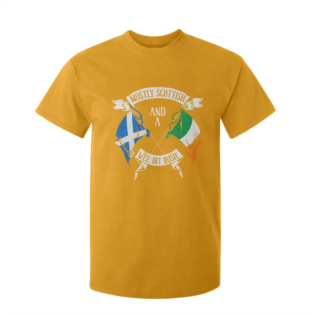 Funny Scots-Irish Pride T Shirt For Kid Mostly Scottish Wee Bit Irish TS09 Gold Print Your Wear
