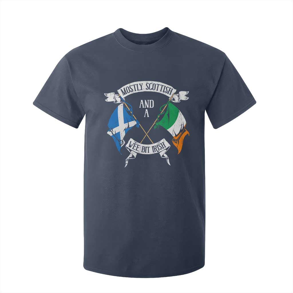 Funny Scots-Irish Pride T Shirt For Kid Mostly Scottish Wee Bit Irish TS09 Navy Print Your Wear