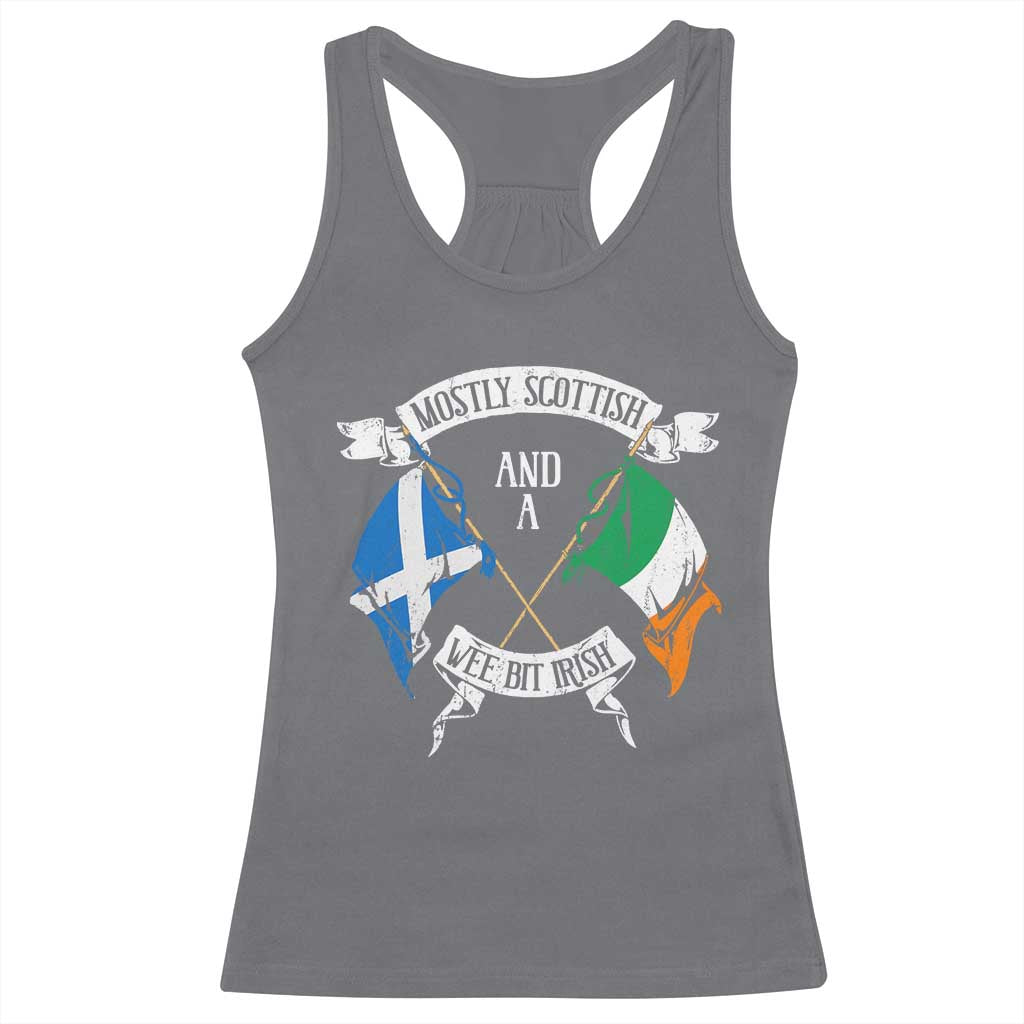 Funny Scots-Irish Pride Racerback Tank Top Mostly Scottish Wee Bit Irish TS09 Charcoal Print Your Wear