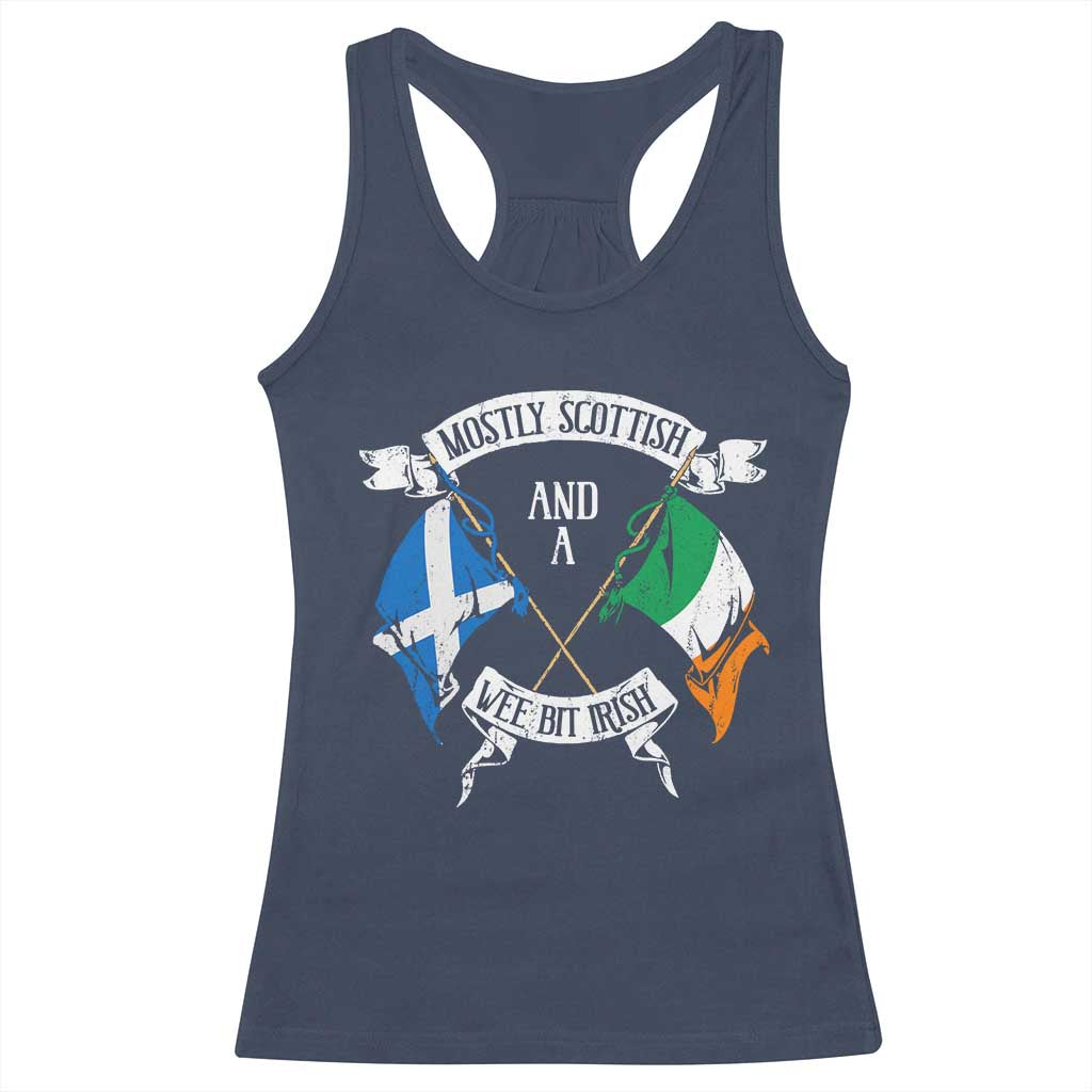 Funny Scots-Irish Pride Racerback Tank Top Mostly Scottish Wee Bit Irish TS09 Navy Print Your Wear