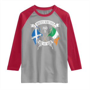 Funny Scots-Irish Pride Raglan Shirt Mostly Scottish Wee Bit Irish TS09 Sport Gray Red Print Your Wear