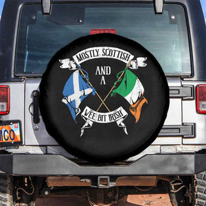 Funny Scots-Irish Pride Spare Tire Cover Mostly Scottish Wee Bit Irish TS09 No hole Black Print Your Wear