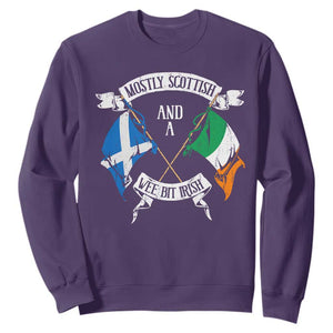 Funny Scots-Irish Pride Sweatshirt Mostly Scottish Wee Bit Irish TS09 Purple Print Your Wear