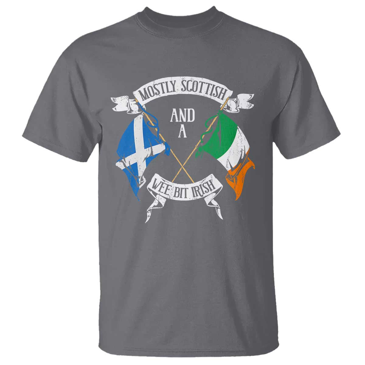 Funny Scots-Irish Pride T Shirt Mostly Scottish Wee Bit Irish TS09 Charcoal Print Your Wear