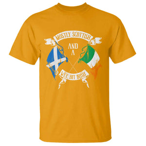 Funny Scots-Irish Pride T Shirt Mostly Scottish Wee Bit Irish TS09 Gold Print Your Wear