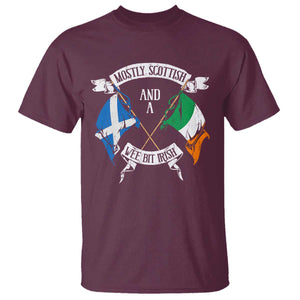 Funny Scots-Irish Pride T Shirt Mostly Scottish Wee Bit Irish TS09 Maroon Print Your Wear