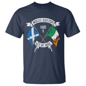 Funny Scots-Irish Pride T Shirt Mostly Scottish Wee Bit Irish TS09 Navy Print Your Wear