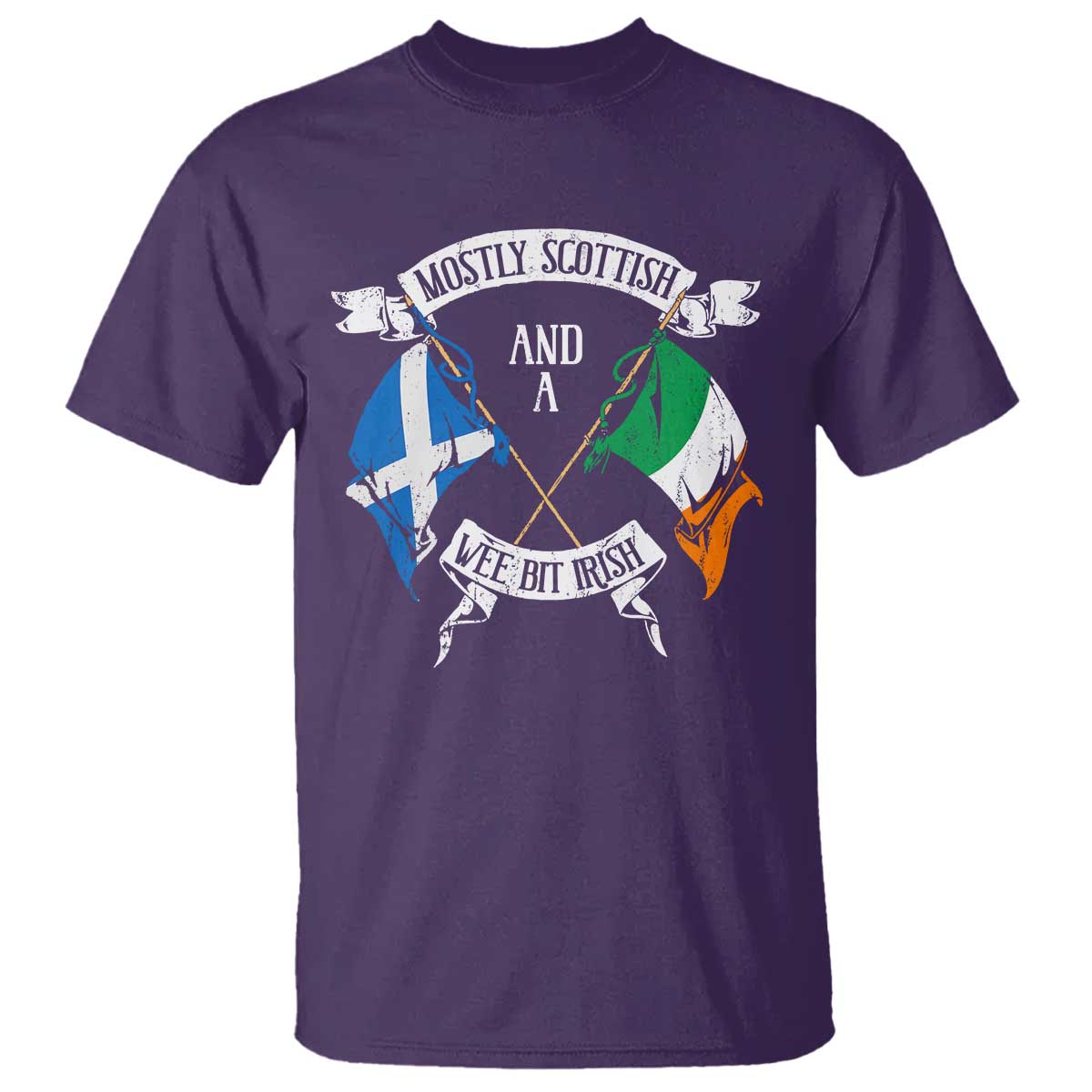 Funny Scots-Irish Pride T Shirt Mostly Scottish Wee Bit Irish TS09 Purple Print Your Wear