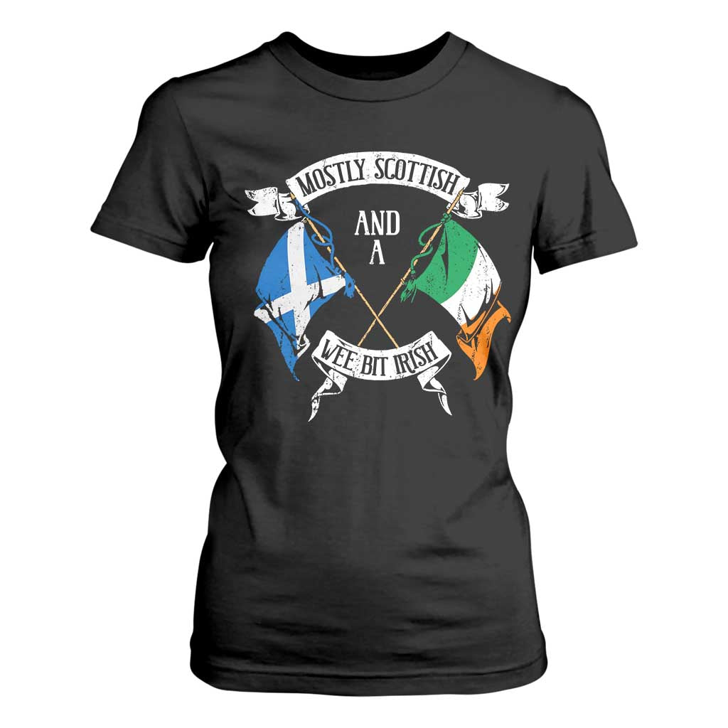 Funny Scots-Irish Pride T Shirt For Women Mostly Scottish Wee Bit Irish TS09 Black Print Your Wear