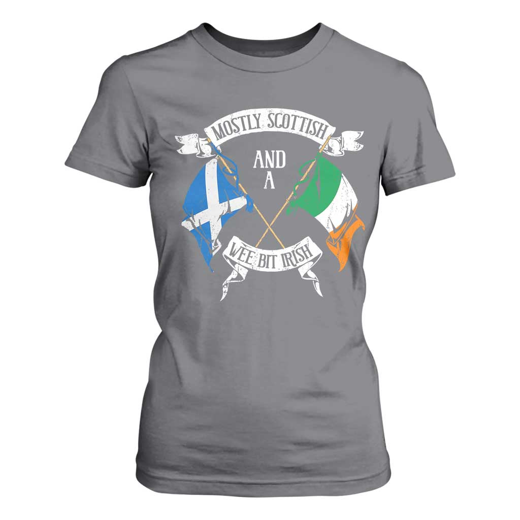 Funny Scots-Irish Pride T Shirt For Women Mostly Scottish Wee Bit Irish TS09 Charcoal Print Your Wear