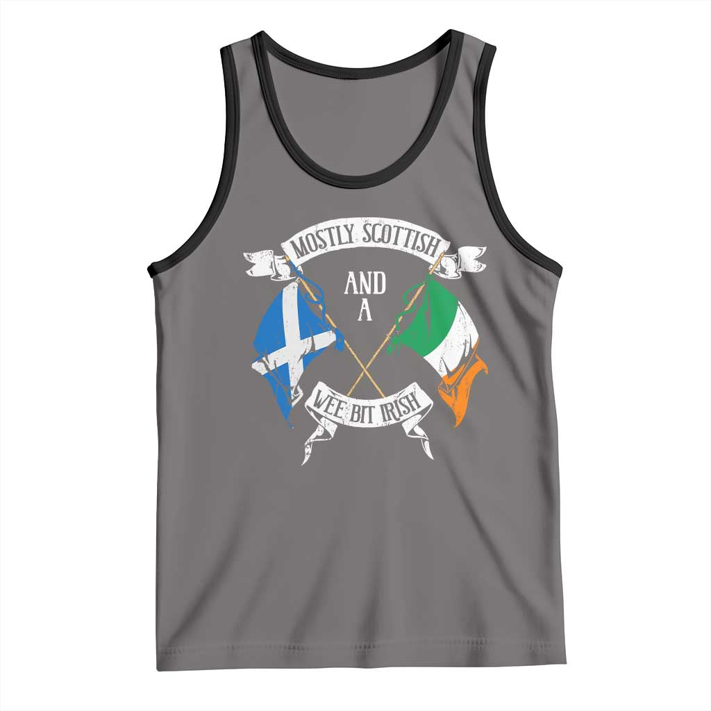 Funny Scots-Irish Pride Tank Top Mostly Scottish Wee Bit Irish TS09 Deep Heather Black Print Your Wear