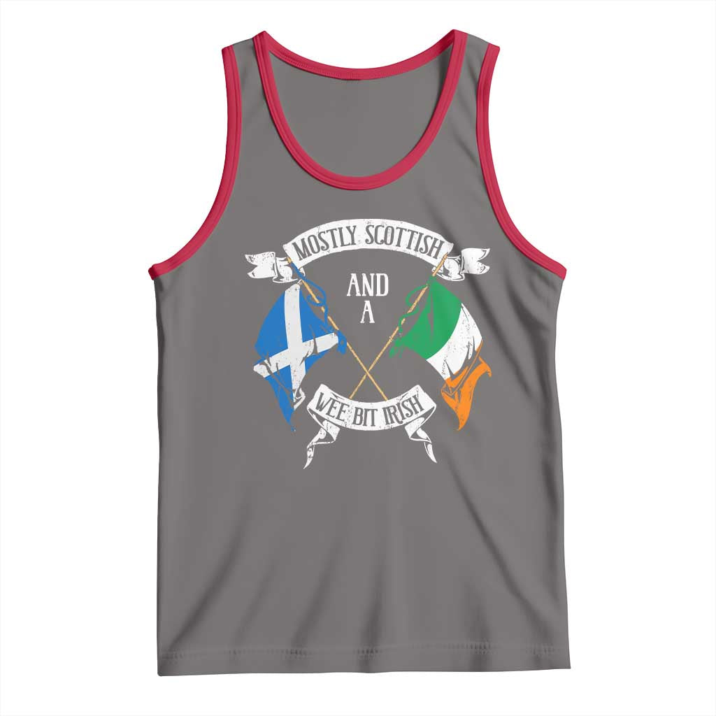 Funny Scots-Irish Pride Tank Top Mostly Scottish Wee Bit Irish TS09 Deep Heather Red Print Your Wear