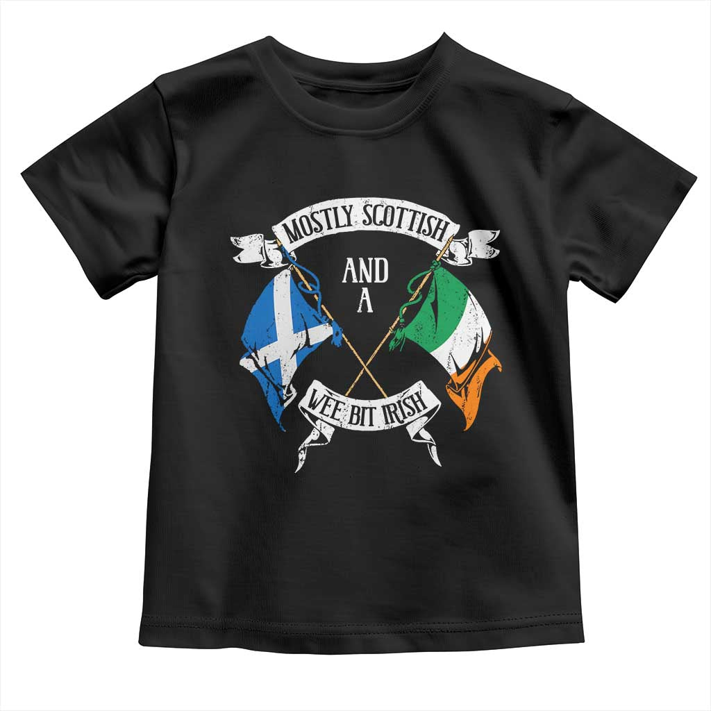 Funny Scots-Irish Pride Toddler T Shirt Mostly Scottish Wee Bit Irish TS09 Black Print Your Wear