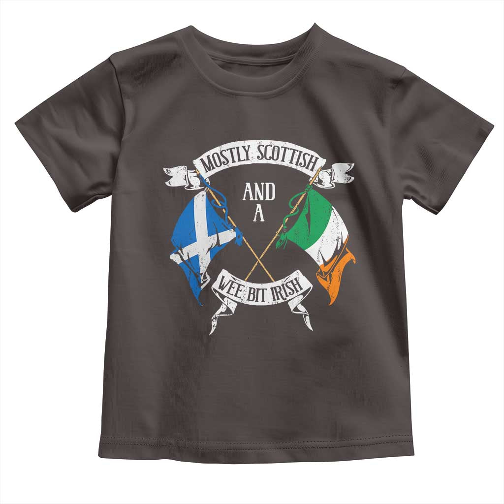 Funny Scots-Irish Pride Toddler T Shirt Mostly Scottish Wee Bit Irish TS09 Dark Chocolate Print Your Wear