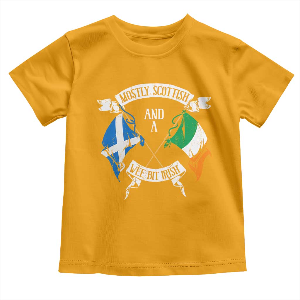 Funny Scots-Irish Pride Toddler T Shirt Mostly Scottish Wee Bit Irish TS09 Gold Print Your Wear