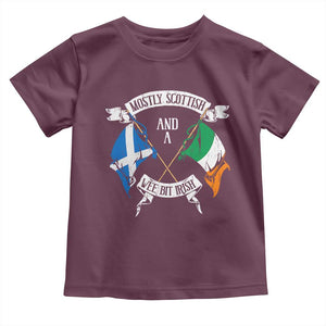 Funny Scots-Irish Pride Toddler T Shirt Mostly Scottish Wee Bit Irish TS09 Maroon Print Your Wear