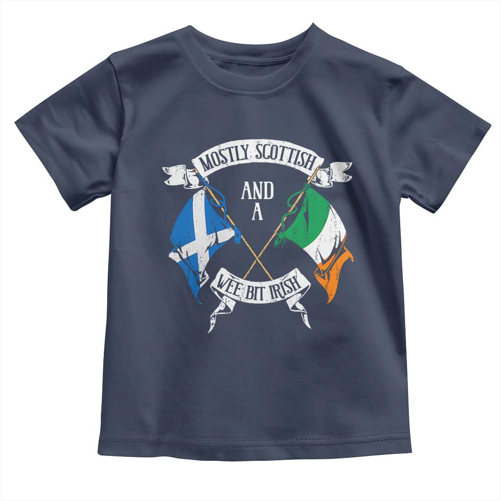 Funny Scots-Irish Pride Toddler T Shirt Mostly Scottish Wee Bit Irish TS09 Navy Print Your Wear