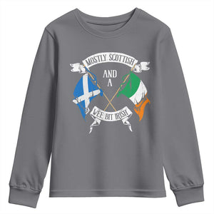 Funny Scots-Irish Pride Youth Sweatshirt Mostly Scottish Wee Bit Irish TS09 Charcoal Print Your Wear