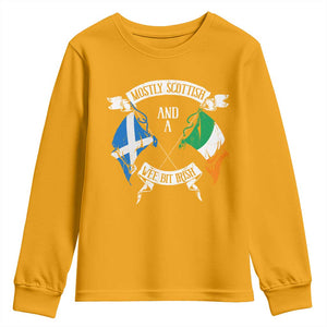 Funny Scots-Irish Pride Youth Sweatshirt Mostly Scottish Wee Bit Irish TS09 Gold Print Your Wear