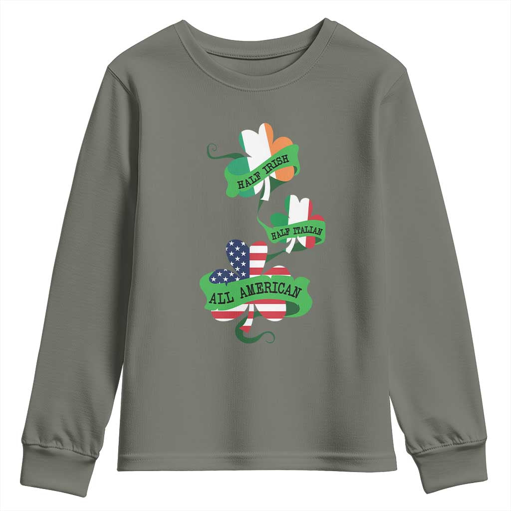 Half Irish Half Italian All American Youth Sweatshirt TS09 Military Green Print Your Wear
