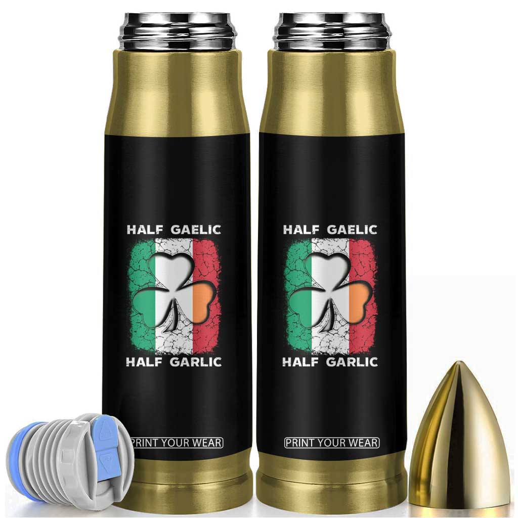 Irish Italian Pride Bullet Tumbler Half Gaelic Half Garlic Shamrock Ireland Italy Flag TS09 Black Print Your Wear