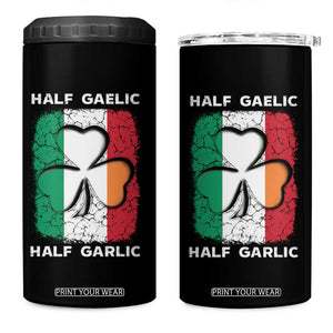 Irish Italian Pride 4 in 1 Can Cooler Tumbler Half Gaelic Half Garlic Shamrock Ireland Italy Flag TS09 One Size: 16 oz Black Print Your Wear