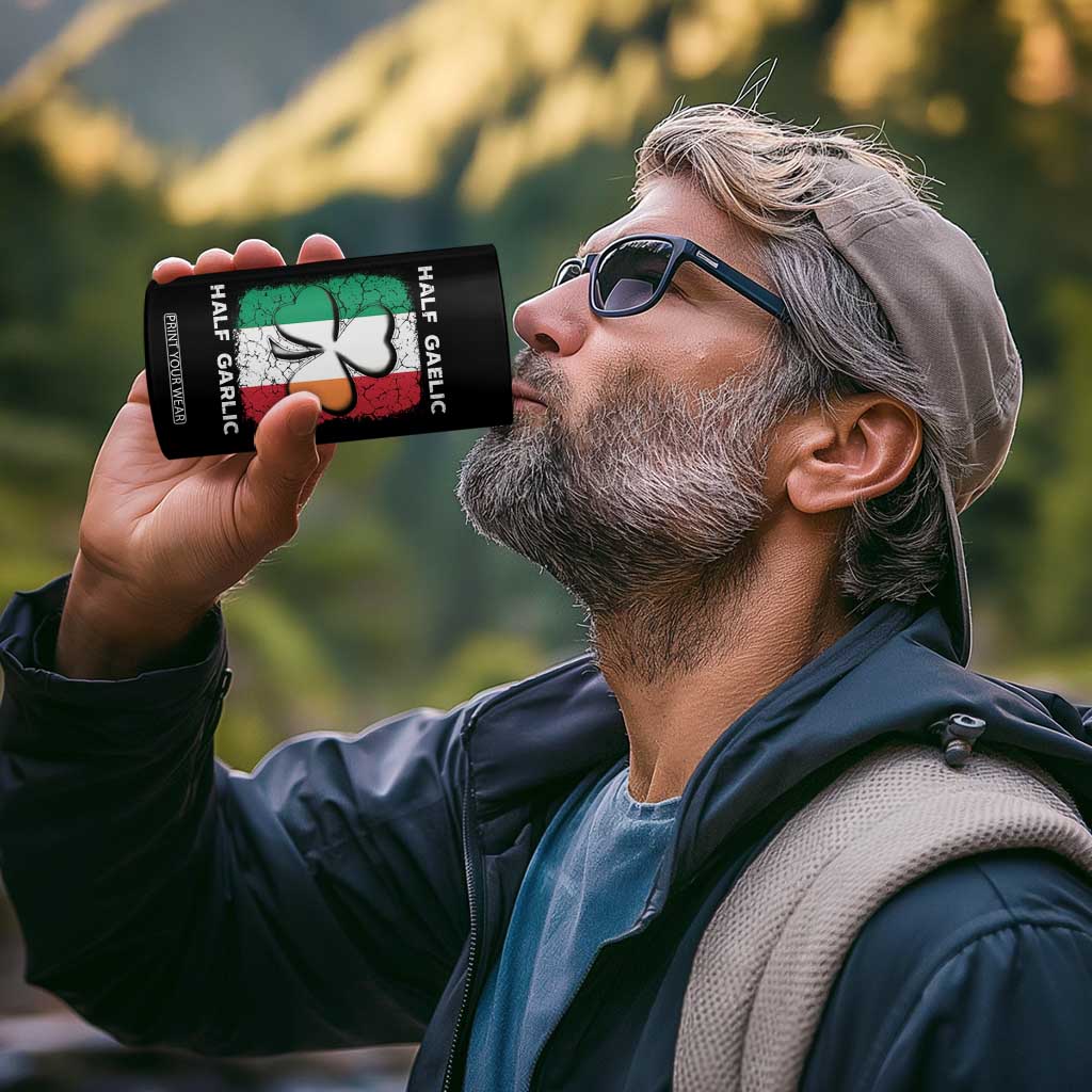 Irish Italian Pride 4 in 1 Can Cooler Tumbler Half Gaelic Half Garlic Shamrock Ireland Italy Flag TS09 Print Your Wear