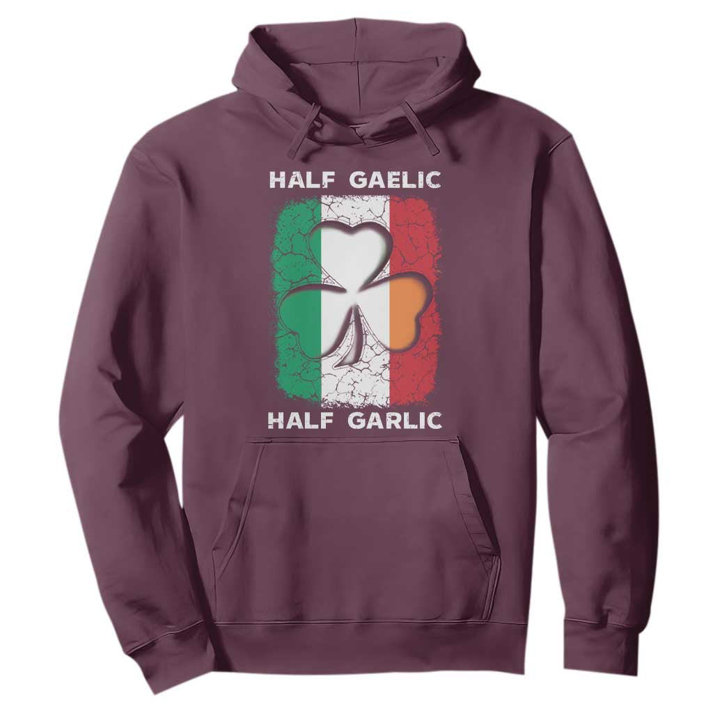 Irish Italian Pride Hoodie Half Gaelic Half Garlic Shamrock Ireland Italy Flag TS09 Maroon Print Your Wear