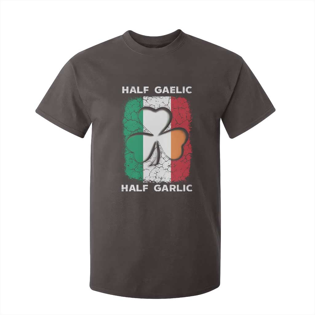 Irish Italian Pride T Shirt For Kids - Half Gaelic Half Garlic Shamrock Ireland Italy Flag Tee TS09 Dark Chocolate Print Your Wear