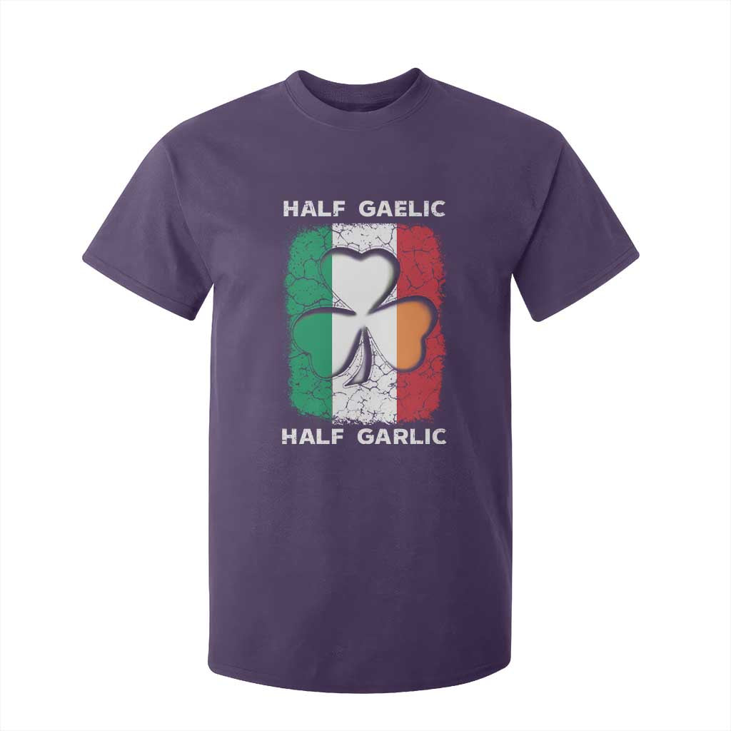 Irish Italian Pride T Shirt For Kids - Half Gaelic Half Garlic Shamrock Ireland Italy Flag Tee TS09 Purple Print Your Wear
