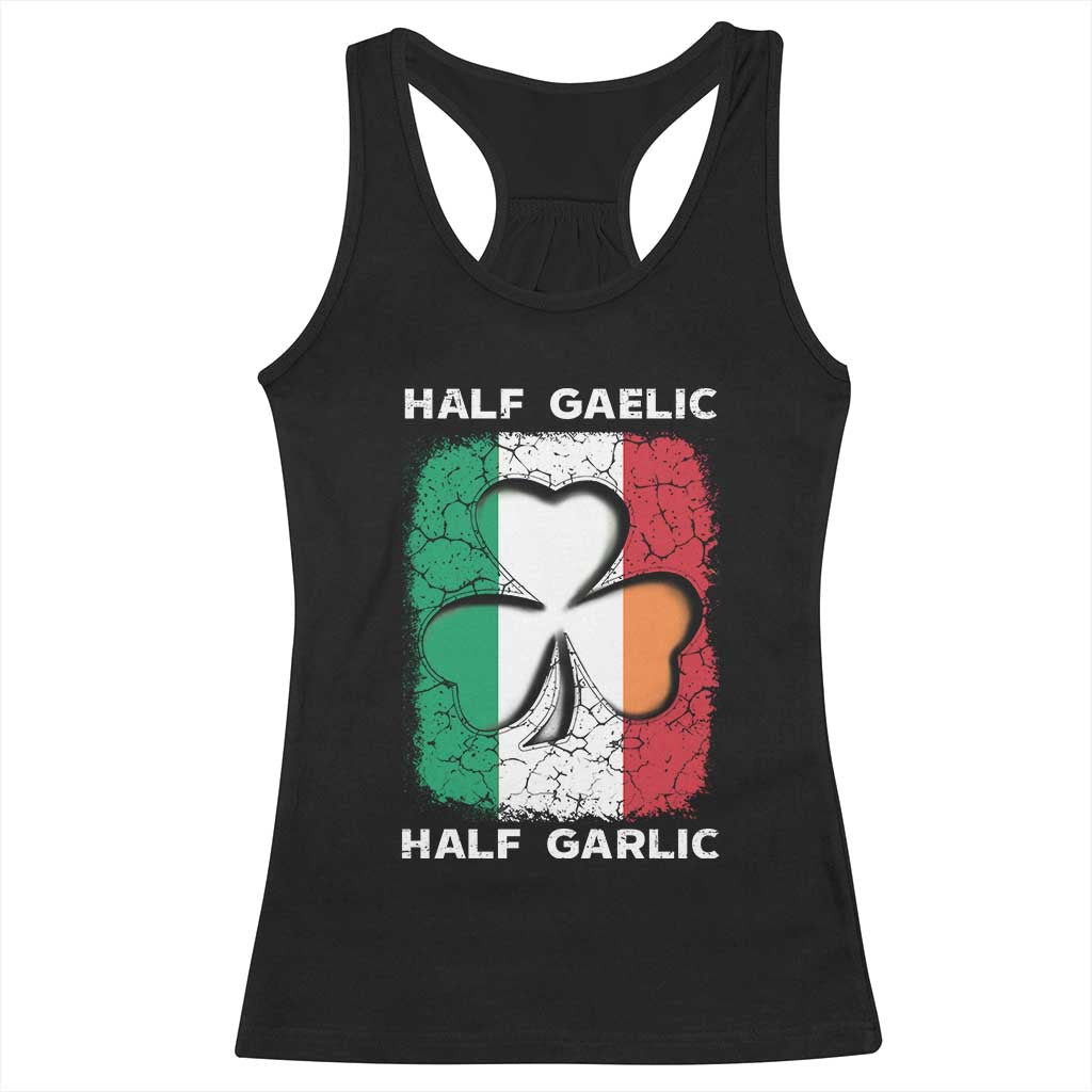 Irish Italian Pride Racerback Tank Top Half Gaelic Half Garlic Shamrock Ireland Italy Flag TS09 Black Print Your Wear