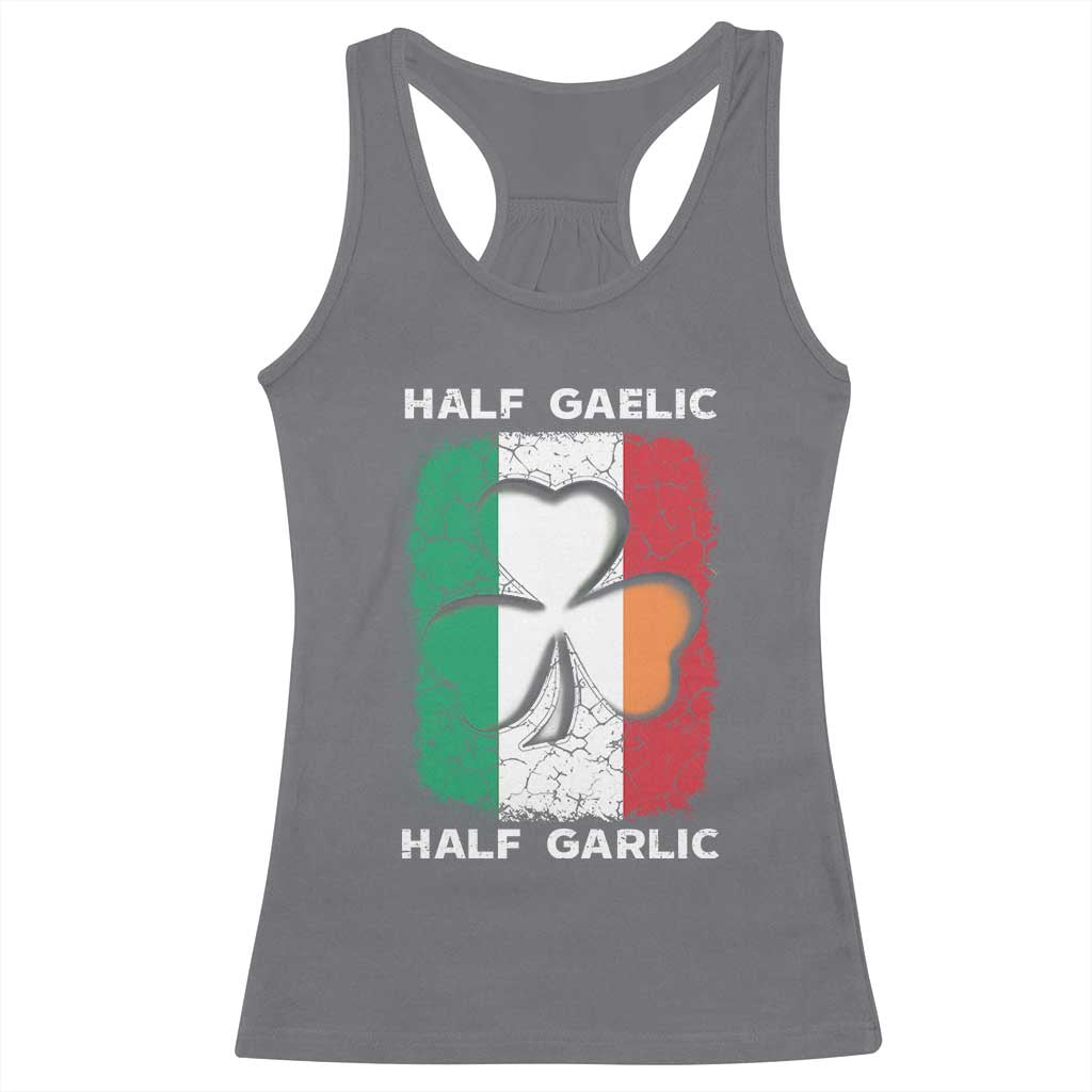 Irish Italian Pride Racerback Tank Top Half Gaelic Half Garlic Shamrock Ireland Italy Flag TS09 Charcoal Print Your Wear
