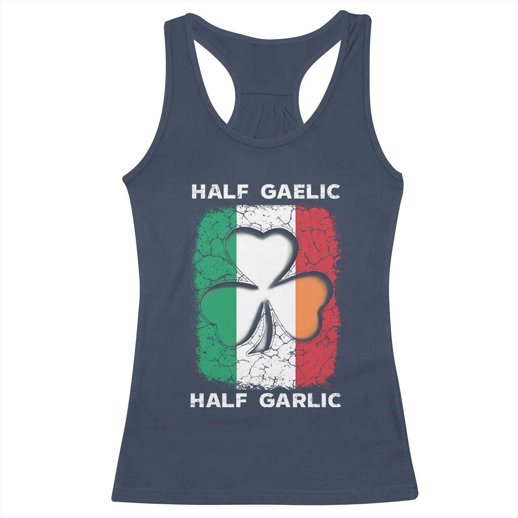 Irish Italian Pride Racerback Tank Top Half Gaelic Half Garlic Shamrock Ireland Italy Flag TS09 Navy Print Your Wear