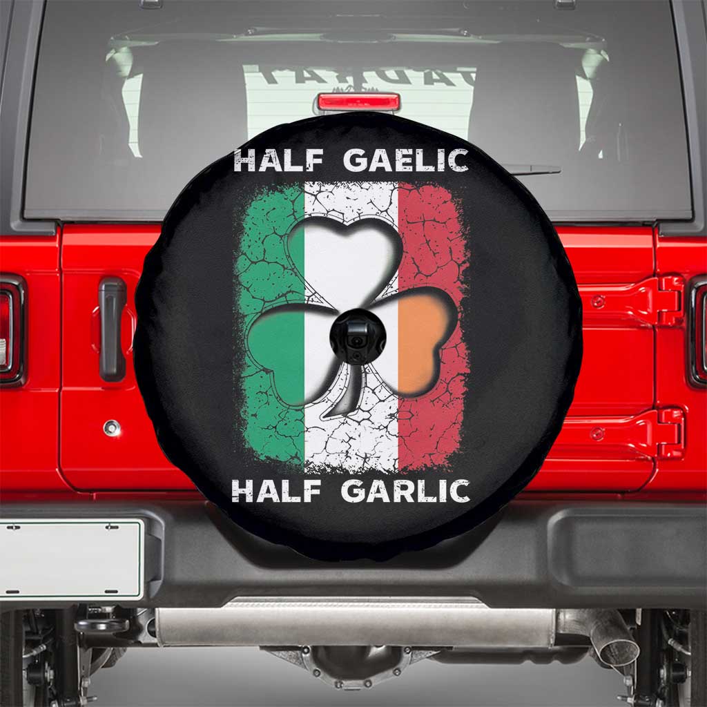 Irish Italian Pride Spare Tire Cover Half Gaelic Half Garlic Shamrock Ireland Italy Flag TS09 Black Print Your Wear