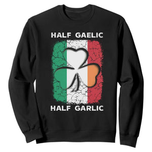 Irish Italian Pride Sweatshirt Half Gaelic Half Garlic Shamrock Ireland Italy Flag TS09 Black Print Your Wear